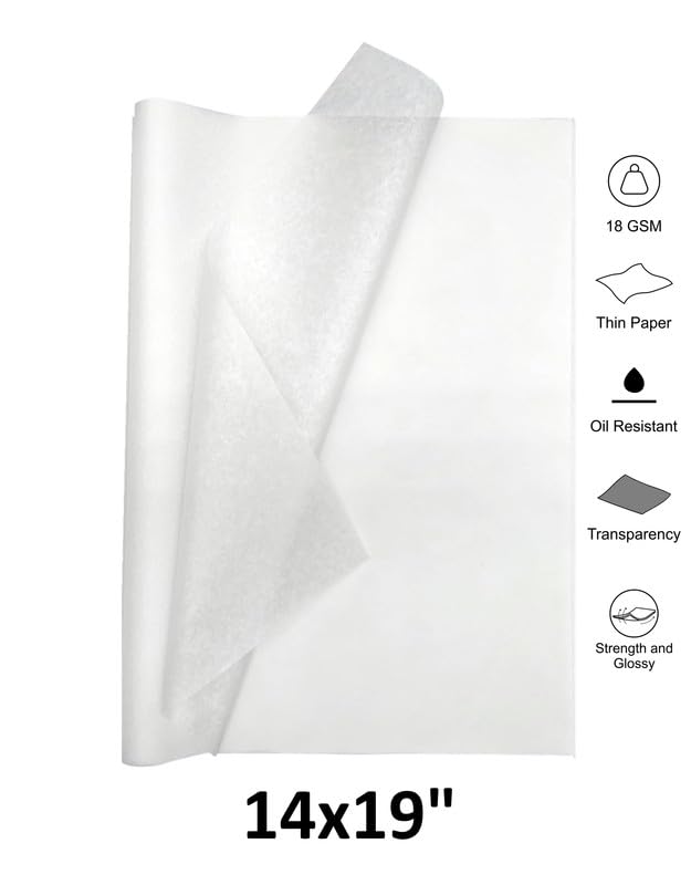 TOWNBUS 100-Pack 18 GSM Glassine Paper Sheets 14x19 Inches - Eco-Friendly Gift Wrapping, Food Packaging, Craft Paper for Baking, Candy Storage & Art Projects | Perfect for Wedding Favors, Bakery Treats & DIY Scrapbooking