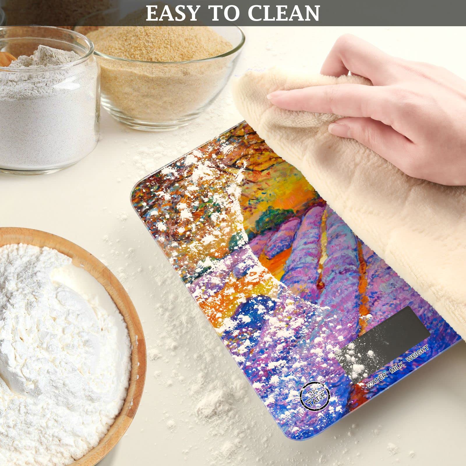 Lavender Digital Kitchen Scale - Waterproof Food Scale in oz/g for Cooking & Baking