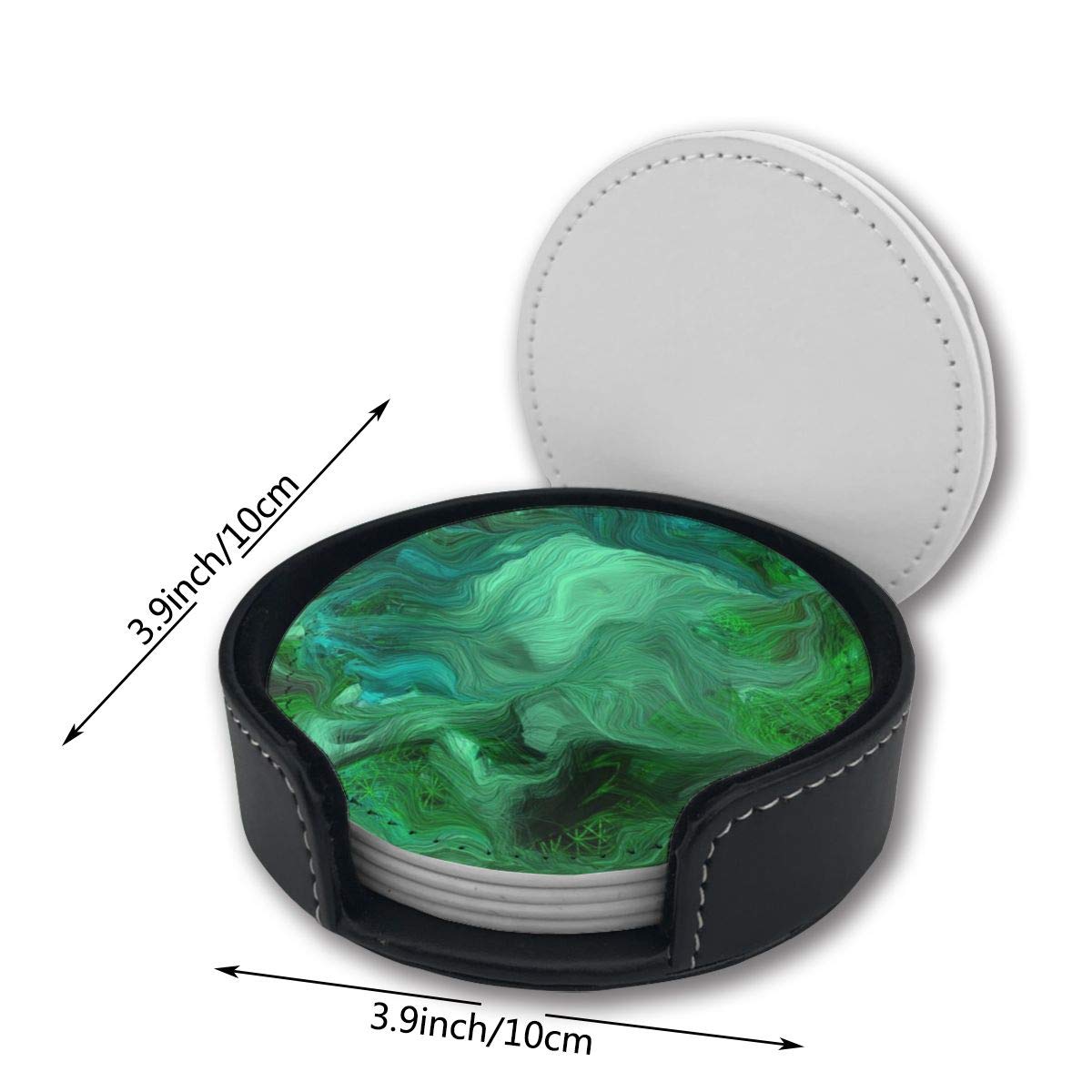 Premium Emerald Green Drink Coasters Set of 6 with Holder - Absorbent & Non-Slip for Coffee, Wine, and Beverage Cups - Perfect for Home, Office, and Party Use