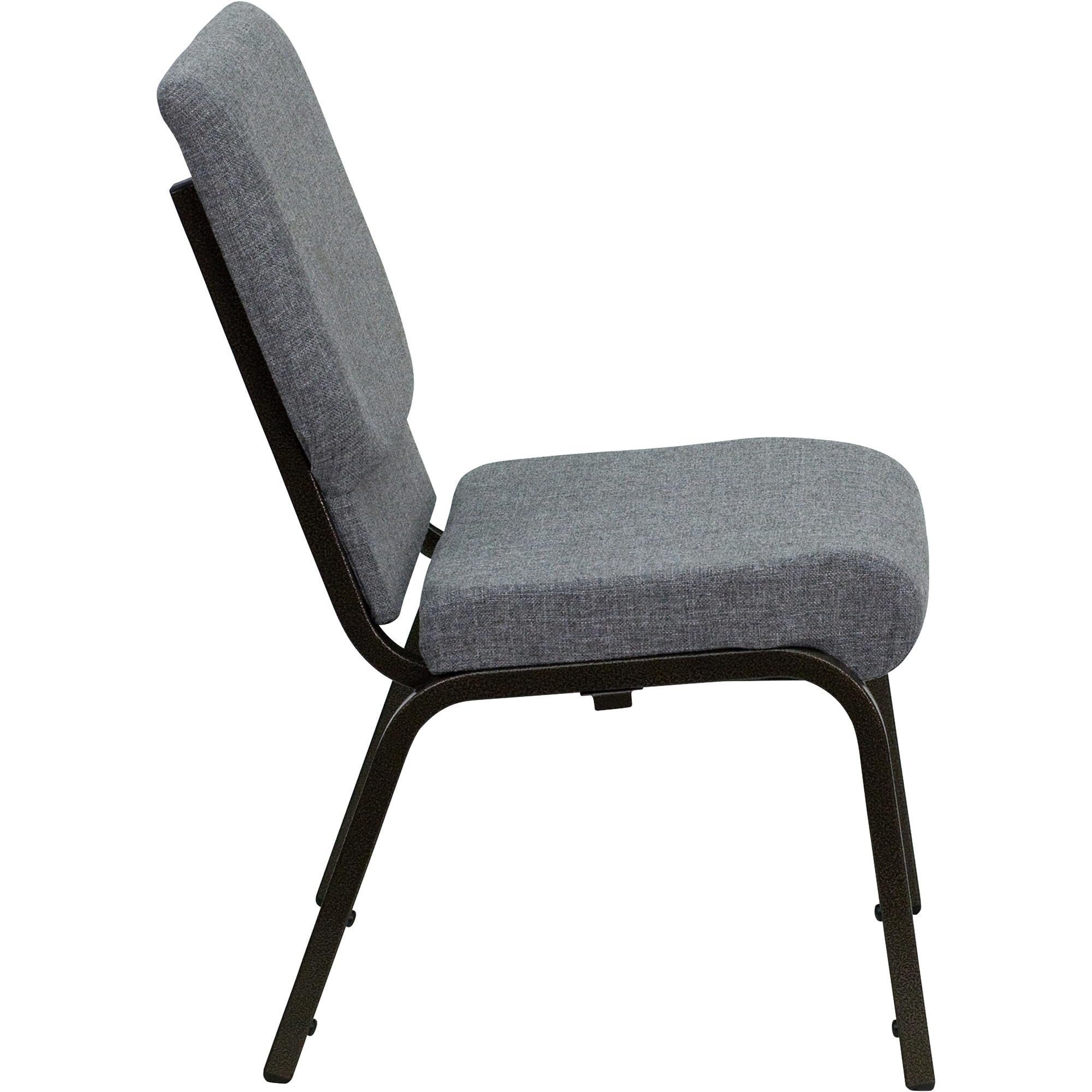 Flash Furniture HERCULES Series 18.5''W Stacking Church Chair - Gray Fabric with Gold Vein Frame | Durable & Space-Saving Seating for Churches, Events & Banquets