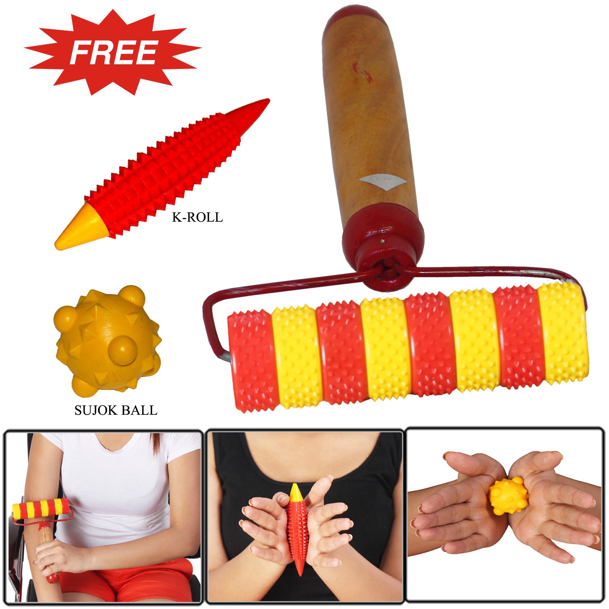 Acupressure Massage Roller for Neck, Back, Legs & Hands - Magnetic Therapy Pain Relief Tool for Muscle Relaxation - Perfect for Home, Office & Travel Use