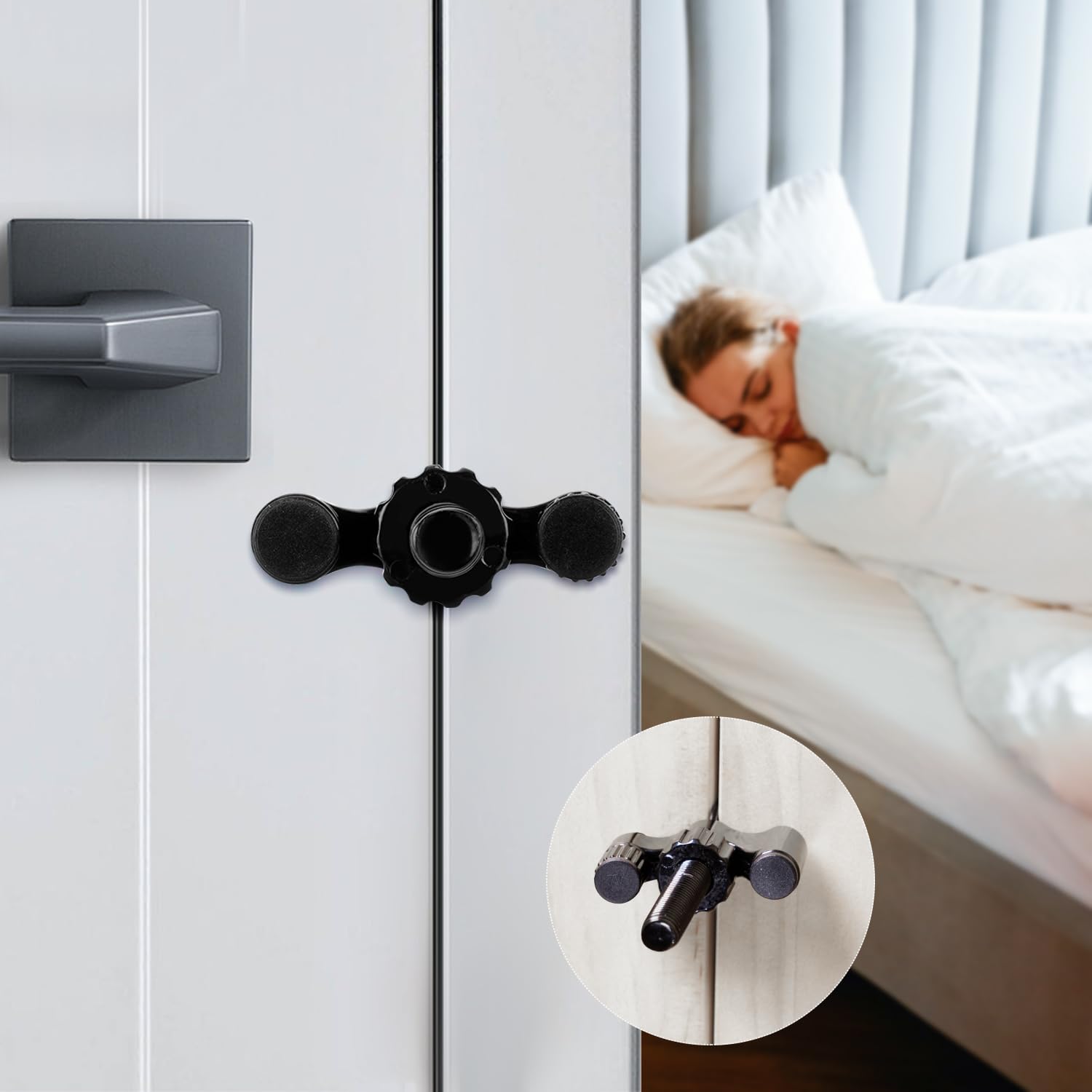 Upgraded Portable Door Lock - Adjustable Anti-Theft Security Lock for Travel, Home, Hotel & Apartment - Extra Privacy & Safety for School Dorm - Black | Perfect for Solo Travelers, Airbnb Guests & College Students