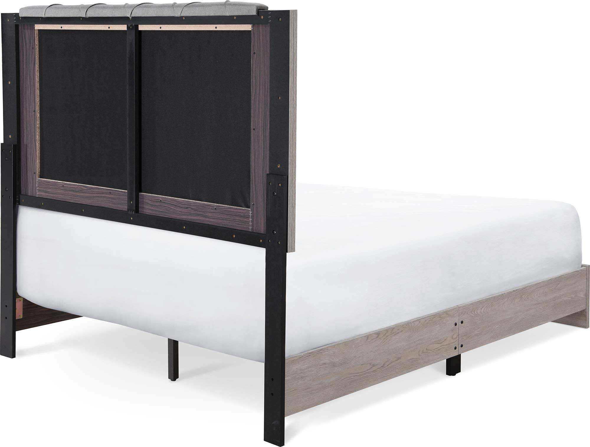 Kenton Panel Bed Frame with Diamond Tufted Upholstered Headboard - Queen Size Light Gray Platform Bed - Easy Assembly Modern Bedroom Furniture for Master Bedroom, Guest Room & Apartment