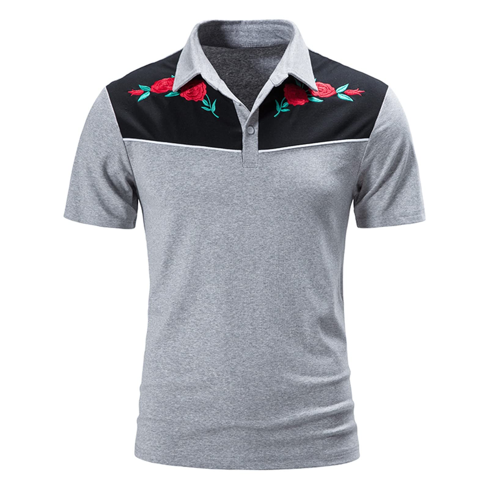 Men's Breathable Cotton Short Sleeve T-Shirt - Wicking Sports Tee for Spring & Summer | Casual Lapel Shirt in Elegant White & Grey (Size M) | Perfect for Gym, Running & Outdoor Activities