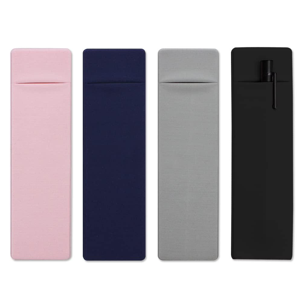 4-Piece Adhesive Pen Holder for Notebook - Stick-On Pencil Pouch Sleeve Pocket - Multi-Color Journal & Planner Accessories - Perfect for Office, School, and Home Organization