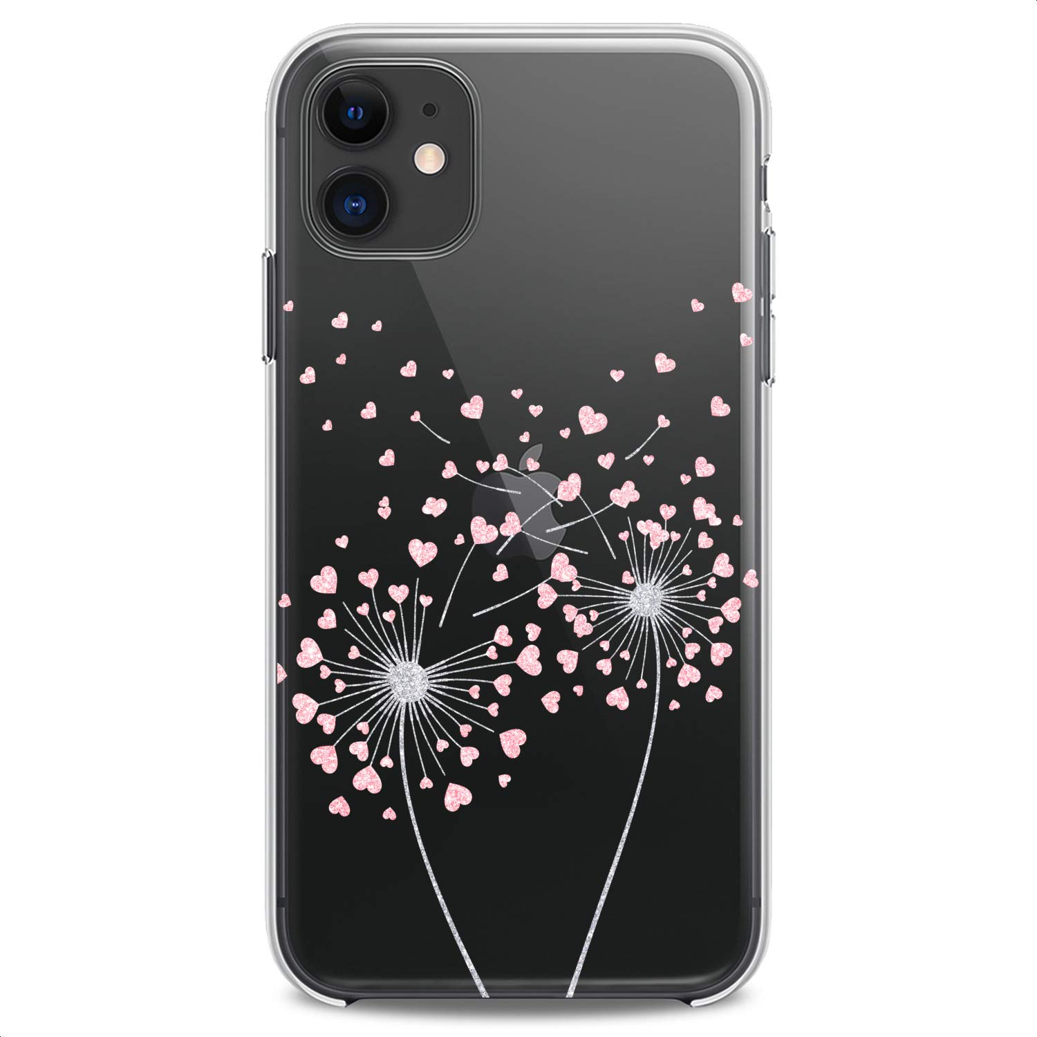 Premium TPU Phone Case for iPhone 16/15/14/13/12/11 Pro Max/Plus/Mini/XS/XR/X/8+/7/6/5/SE - Cute Floral Heart Clear Slim Protective Cover - Trendy Pink Design for Women & Teens - Perfect for Everyday Use, School & Gift Giving