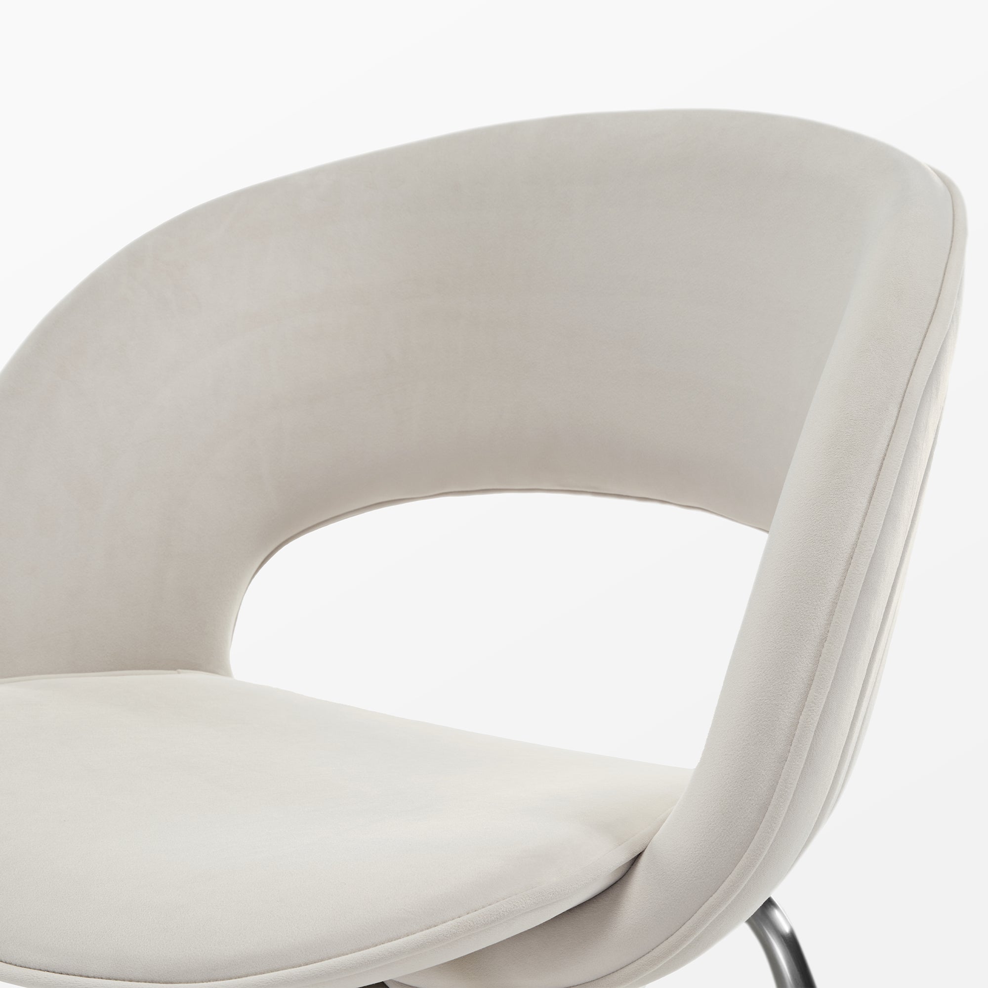 Shanean Velvet Dining Chair - 1 Piece, Off White - Elegant Upholstered Seat for Dining Room, Kitchen, or Home Office