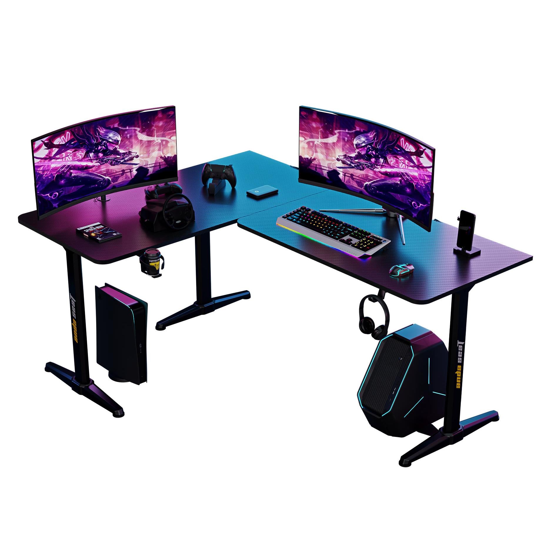 Anda Seat Wind Seeker Gaming Desk - Ergonomic Computer Desk for PC & Console Gamers - Perfect for Home Office, Streaming Setup & Esports Battlestation