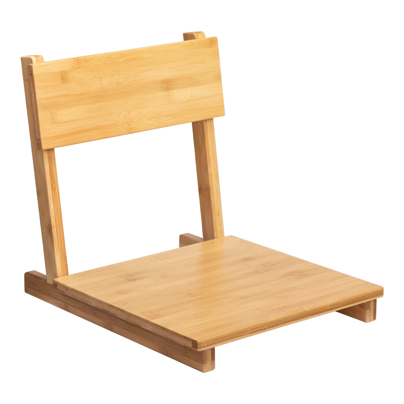 AbocoFur Bamboo Floor Chair with Back Support - Japanese Style Tatami Meditation Seat for Living Room, Bay Window, Yoga & Relaxation - Portable Legless Chair for Home, Office & Travel - Burlywood