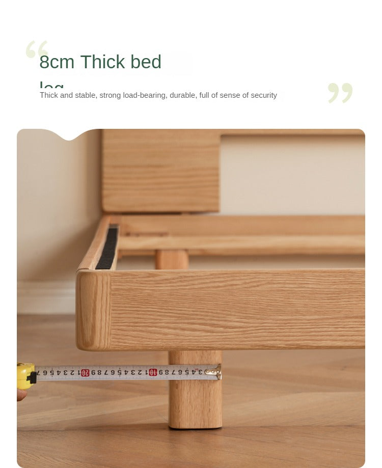 Solid Oak Wood Suspension Bed - King Size Platform Bed Frame with Large Headboard - Perfect for Master Bedroom & Modern Home Decor
