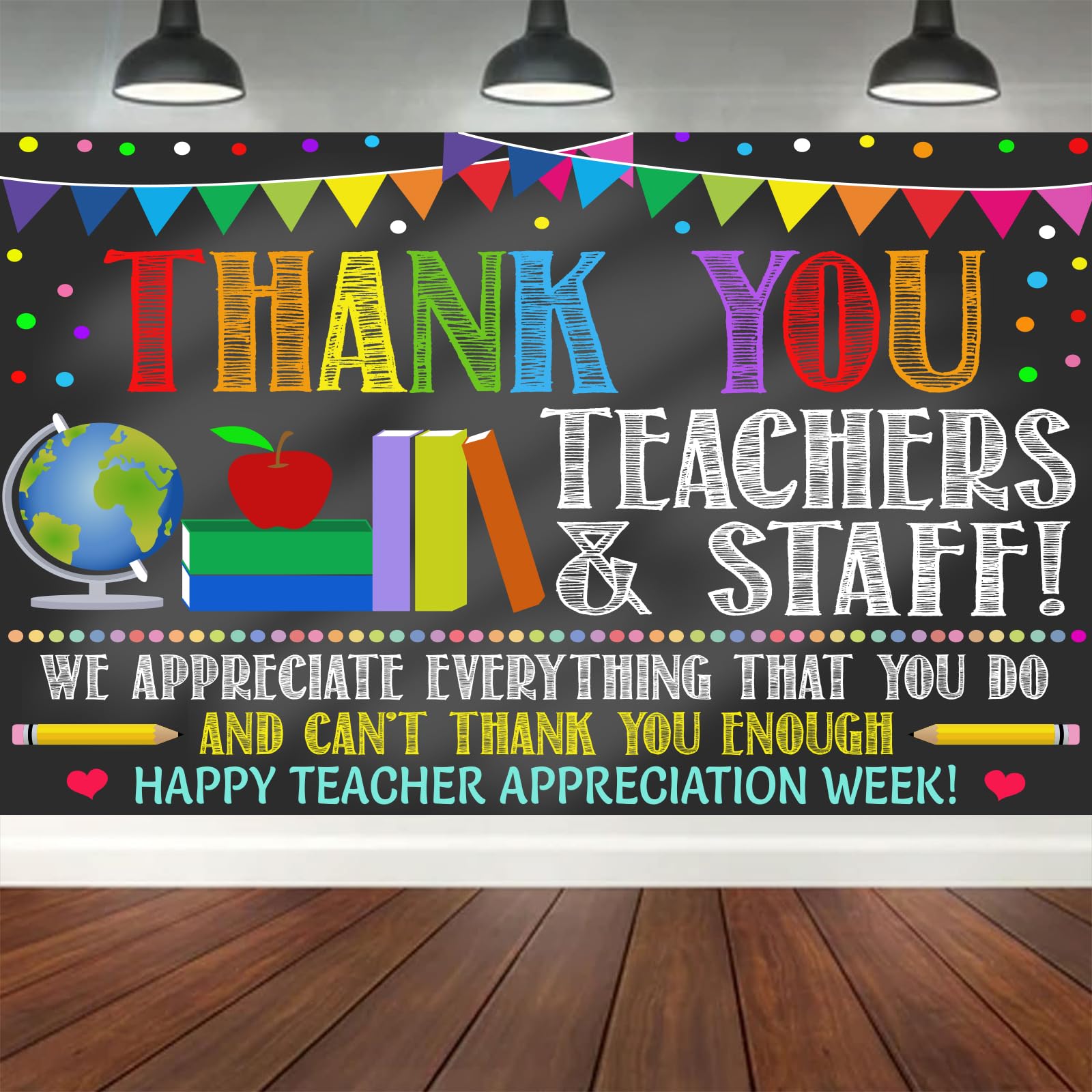 2024 Teacher Appreciation Week Backdrop Banner Decorations - Thank You Teachers Staff Gift for Classroom, School Events & Office Celebrations