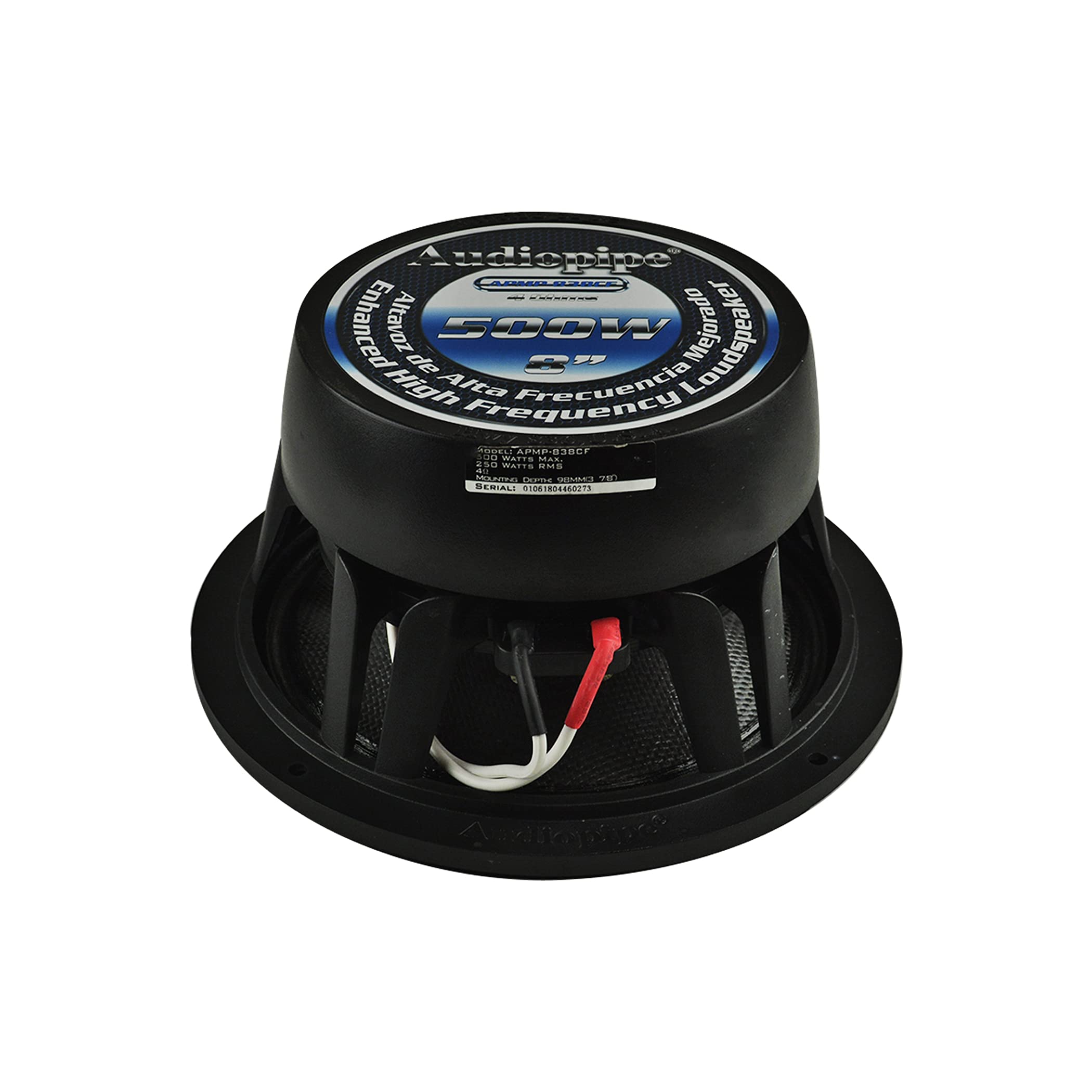 Audiopipe APMP-838CF 8-Inch Marine Grade Carbon Fiber Component Speaker - High Frequency Loudspeaker for Boats, Outdoor Audio Systems & Waterproof Marine Applications
