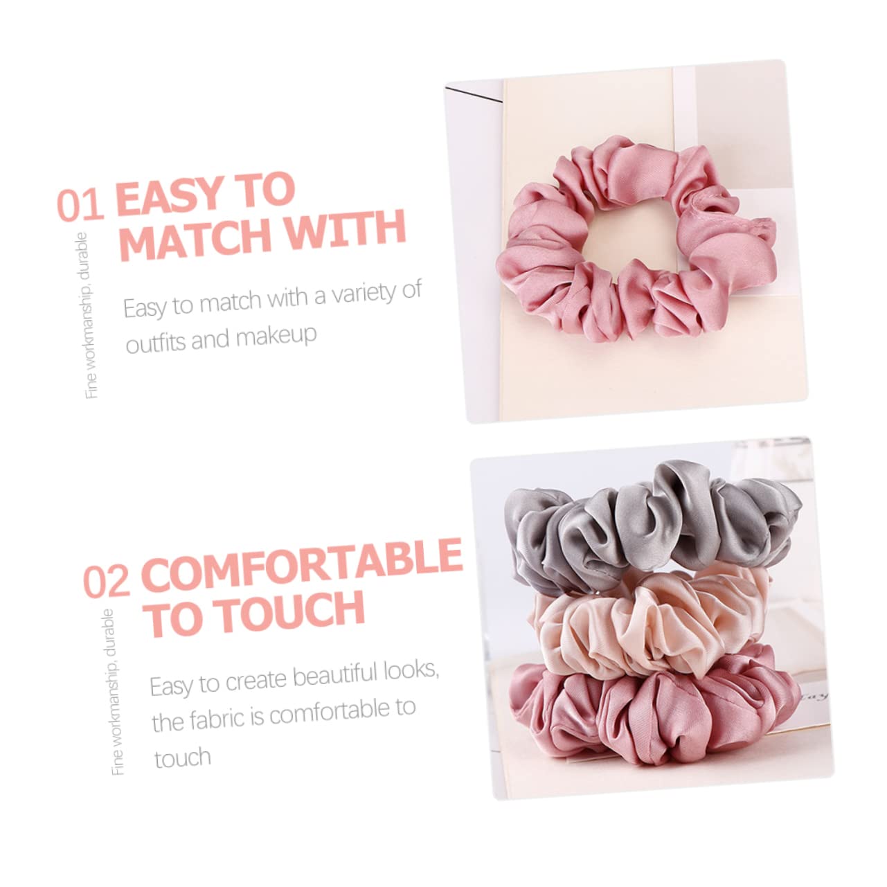 FOMIYES Silk Hair Ties Set - 4 Ponytail Holders for Thick Hair | Women's Hair Accessories for Work & Gym