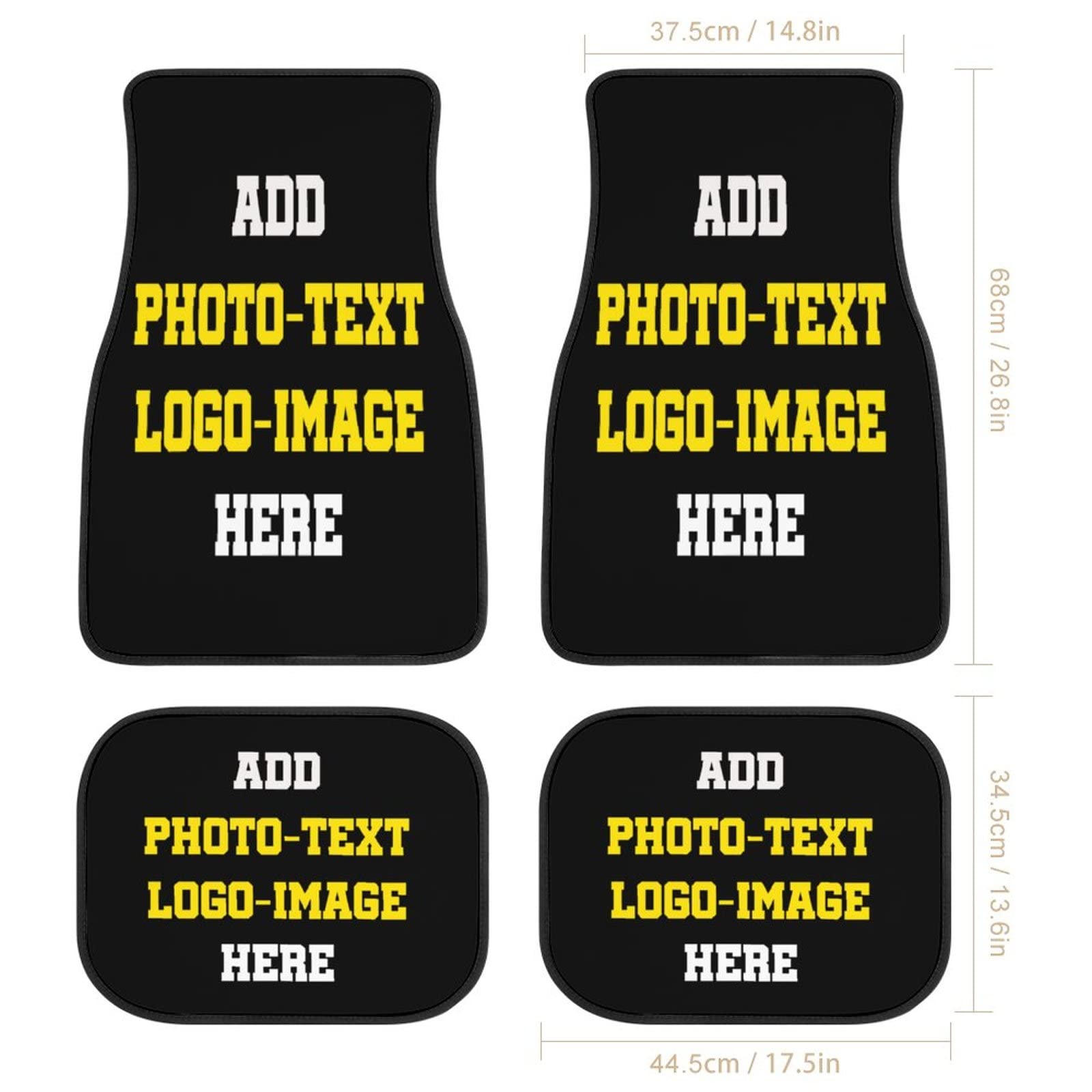 Custom Photo Car Floor Mats 4-Piece Set - Personalized with Text & Images - Universal Fit for SUV, Sedan, Truck, Van - Waterproof, Non-Slip, All-Weather Protection - Perfect for Road Trips, Daily Commutes & Family Adventures