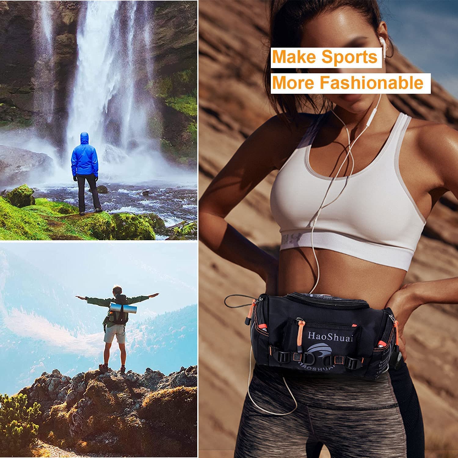 Waterproof Fanny Pack for Men & Women - Adjustable Waist Bag with Crossbody Strap for Hiking, Travel, Running, Cycling & Camping - Durable Outdoor Hip Pouch (Black) | Perfect for Gym, Work Commute & Daily Essentials Storage