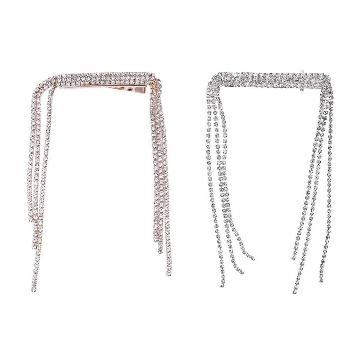 Beaupretty 2pcs Tassel Hair Clips for Women - Elegant Wedding Bridal Hair Accessories, Hair Jewelry Barrettes & Hair Chains - Perfect for Brides, Prom, Parties & Special Occasions