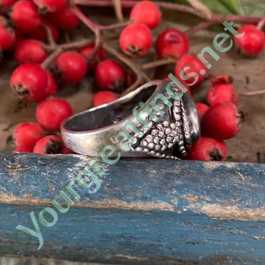 Turquoise Sterling Silver Ring with Dot Bead Design - Size 5.75 - Elegant Boho Jewelry for Women, Perfect for Everyday Wear & Special Occasions