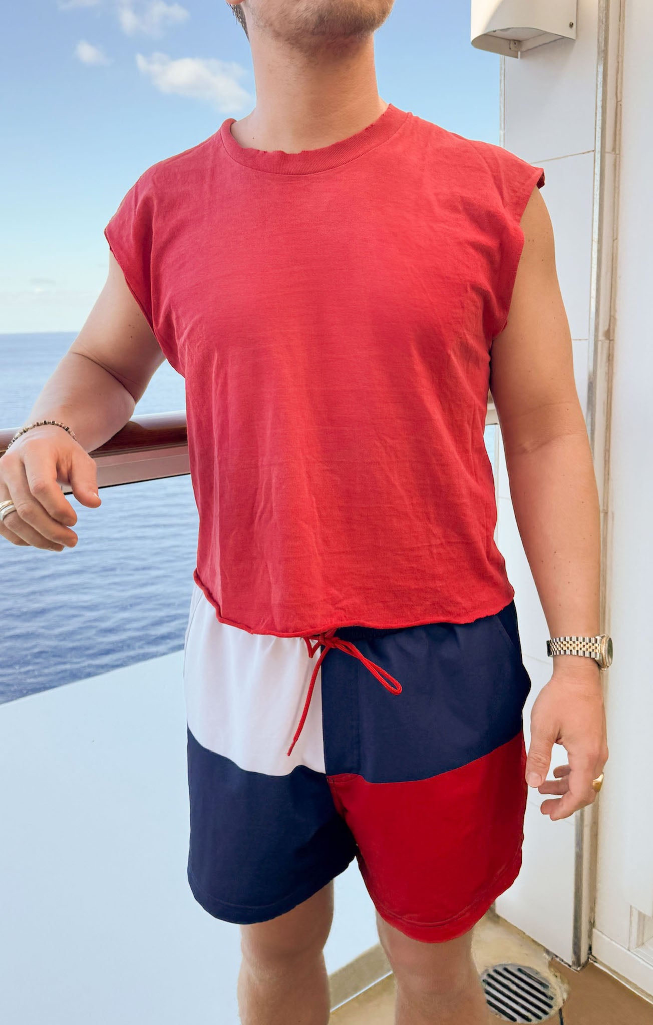 Men's Swim Trunks - Americana Colorblock Swim Shorts for Beach, Pool & Summer Vacation | Quick-Dry & Comfortable