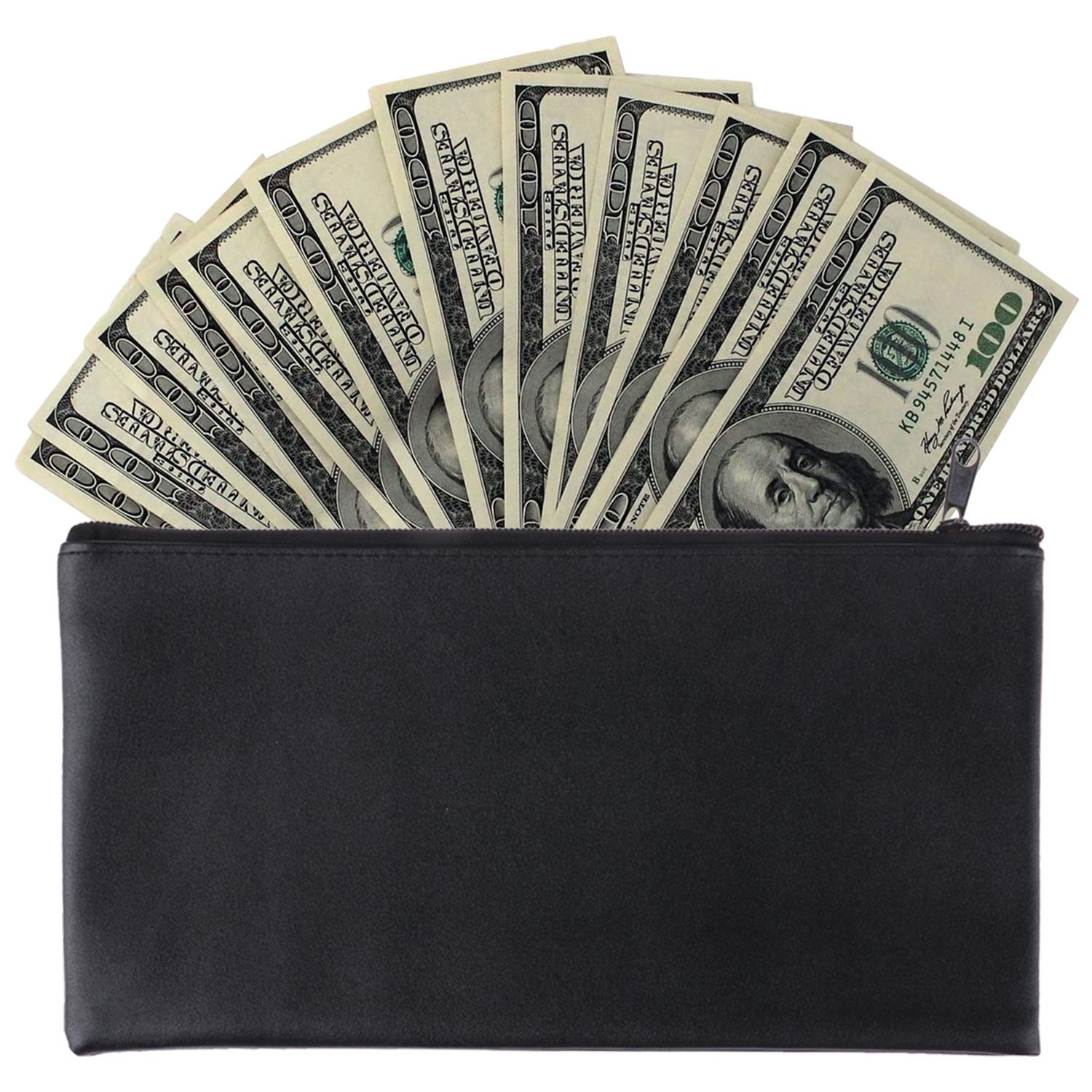 12-Piece Security Bank Deposit Bags with Zipper - 11x6 Inch Cash Money Pouches for Checks, Coins, Jewelry & Tools (Black + Blue) - Ideal for Banks, Retail Stores, Travel & Personal Organization