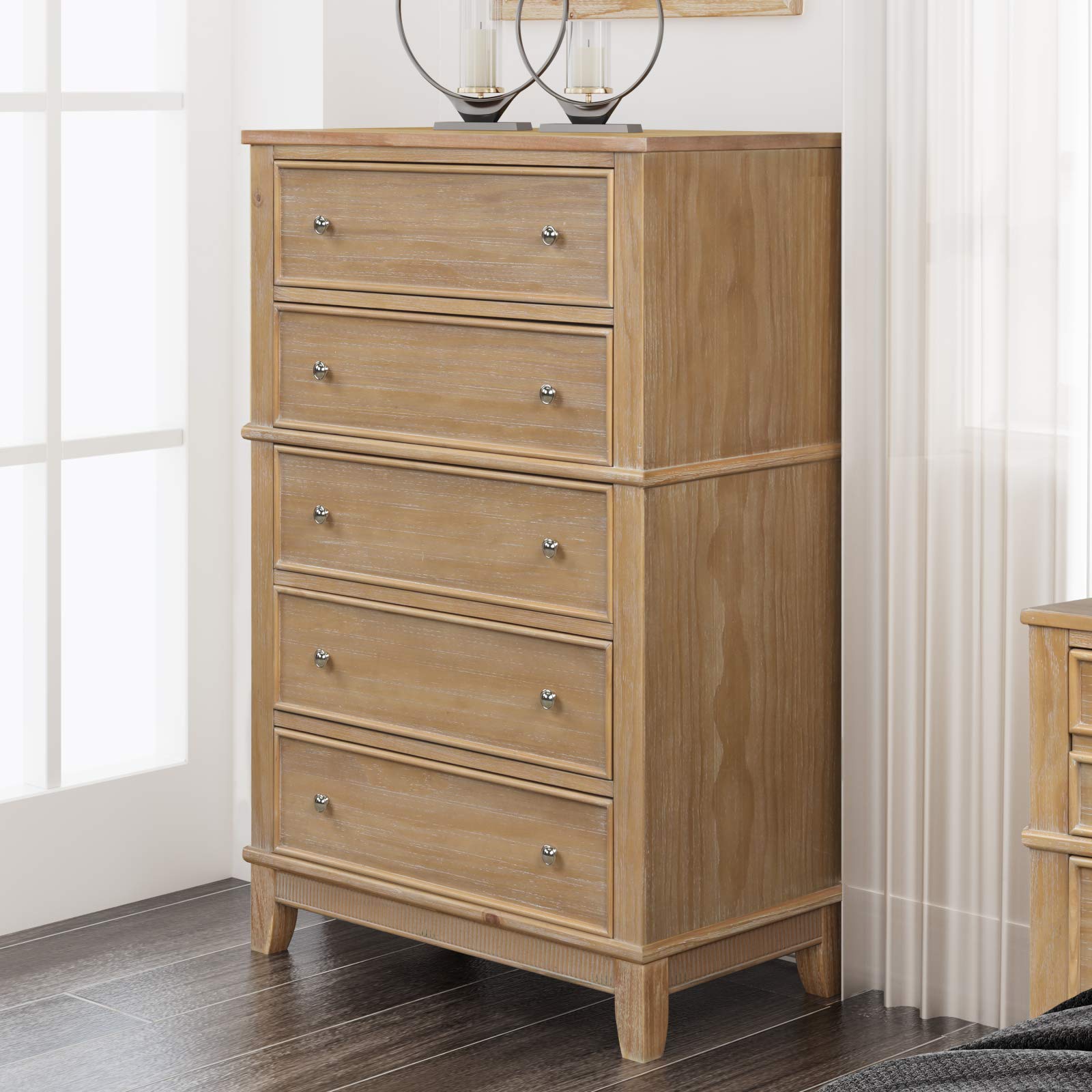 5-Drawer Wood Dresser for Bedroom & Living Room Storage