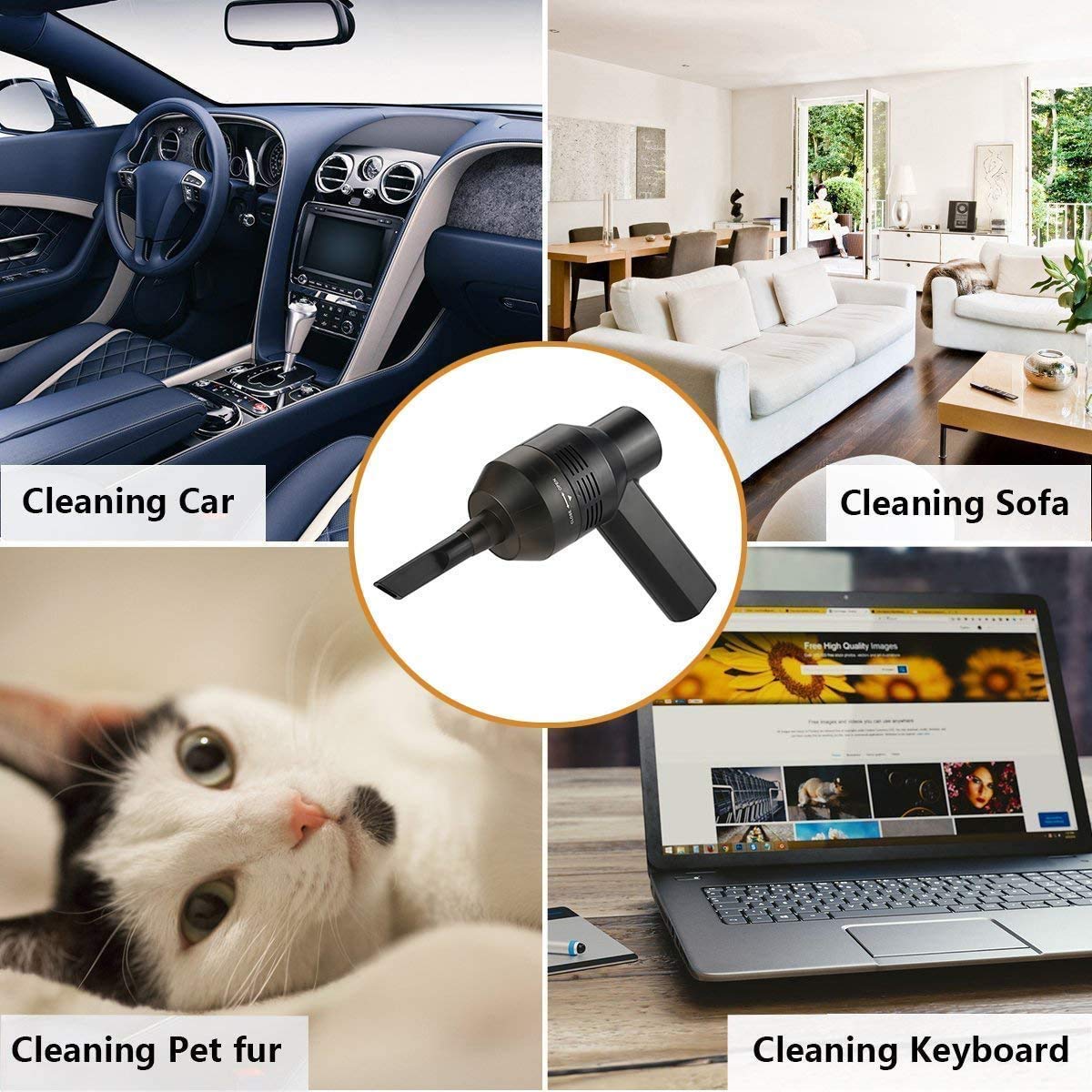 Lveal Cordless USB Keyboard Vacuum Cleaner - Rechargeable Desk Vacuum for Dust, Hair, Crumbs | Portable Computer Cleaner for Laptop, PC, Car & Pet House | Perfect for Home Office, Gaming Setup & Vehicle Maintenance