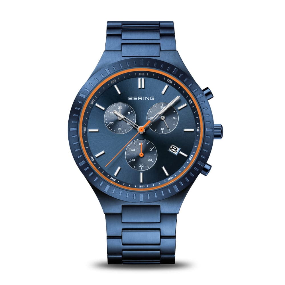 Bering Men's Chronograph Watch with Blue Dial & Stainless Steel Strap - Model 11743 797 | Perfect for Business, Casual & Formal Occasions