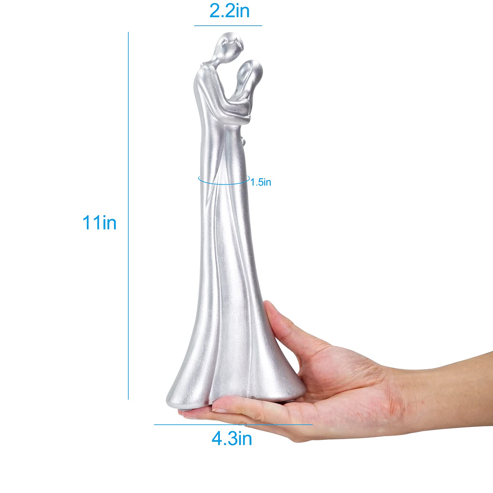 DreamsEden Modern Couple Sculpture - Romantic Silver Her & Him Hugging Figurine - Perfect Anniversary & Wedding Gift - Elegant Table Decor for Living Room, Bedroom & Office