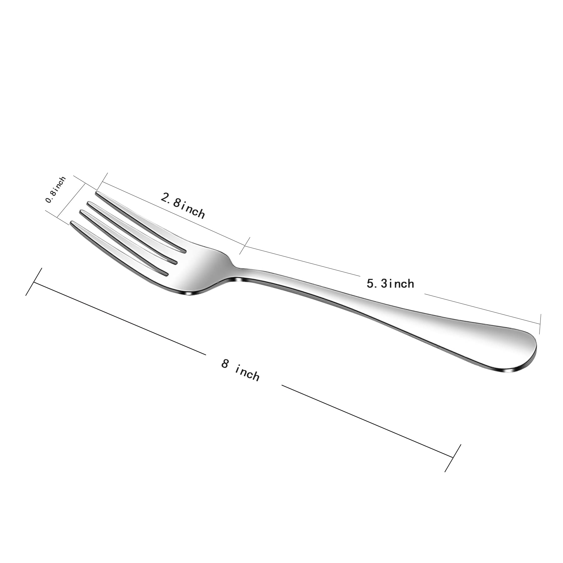 ELLERT 12-Piece Stainless Steel Dinner Forks Set - Food Grade 18/10 Mirror Polished Silverware for Home, Kitchen & Restaurant Use - 8 Inch Dishwasher Safe Forks for Dining, Parties & Catering Events