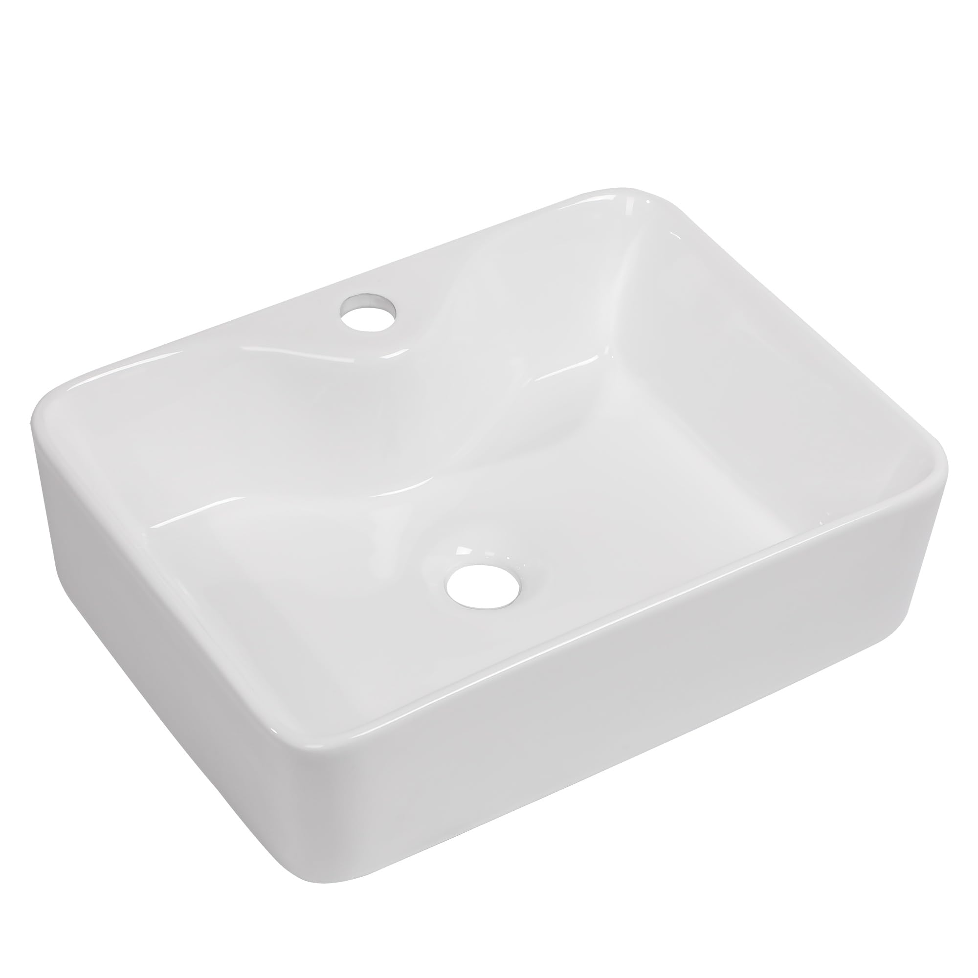 Logmey 19 Inch White Porcelain Rectangular Vessel Sink - Modern Above Counter Bathroom Vanity Sink, 19x15 Inch Large Ceramic Art Basin for Bathroom & Powder Room Renovation - Perfect for Contemporary Home, Hotel, and Spa Decor