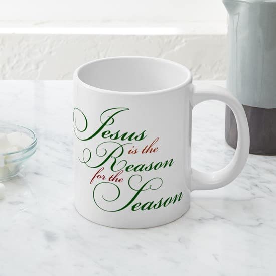 Jesus Is The Reason For The Season 20 oz Ceramic Coffee Mega Mug - Holiday Gift, Christmas Morning Coffee, Christian Home Decor, Church Events