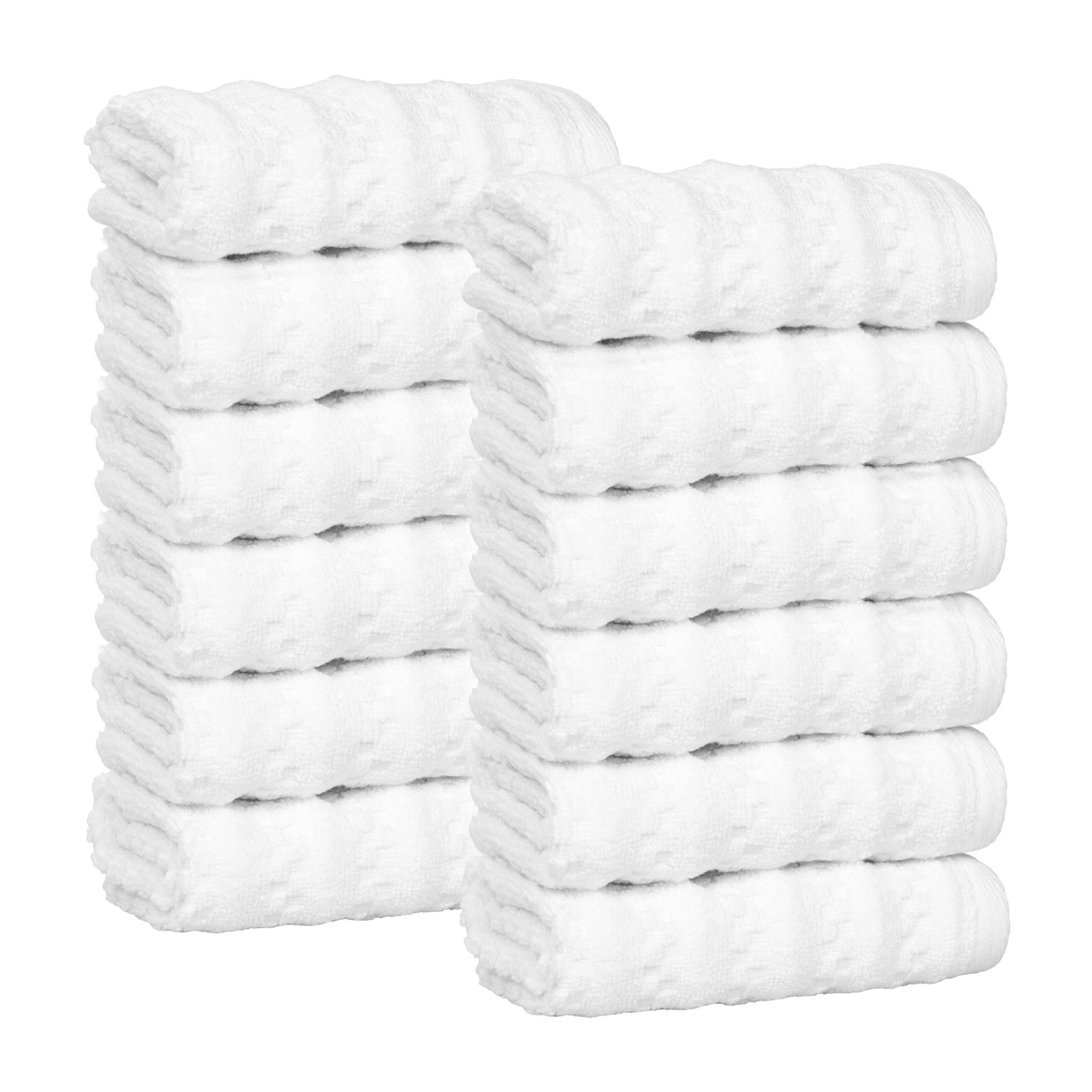 Zuma Zero Twist Cotton Medium Weight Face Towels & Washcloths - 12 Pack | Soft & Absorbent for Spa, Gym, Baby Care & Daily Use