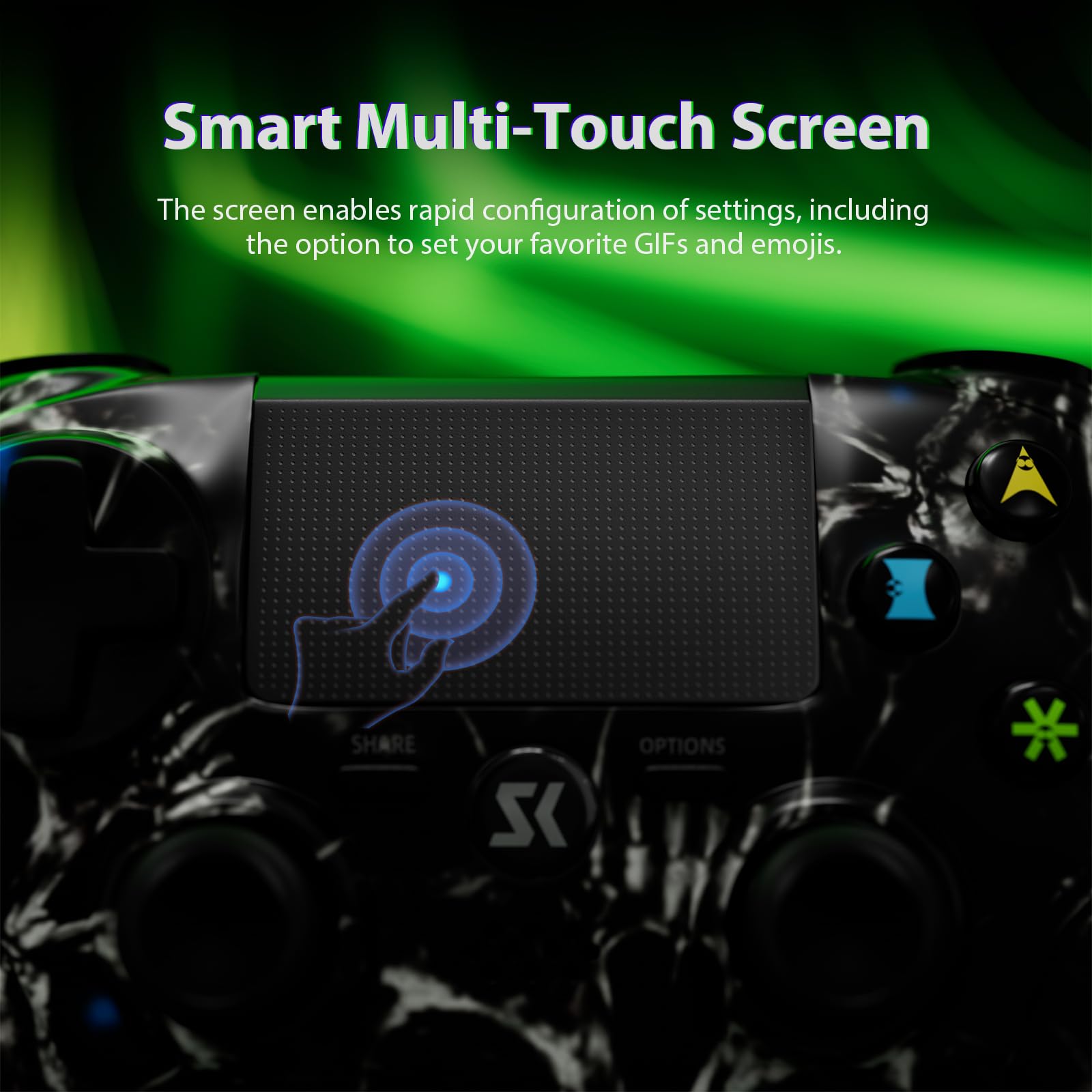 Wireless PS4 Controller for Sony PlayStation 4/Slim/Pro - Black Gamepad with Dual Shock Vibration, 6-Axis Motion Sensor, Touch Pad, Built-in Speaker & 3.5mm Audio Jack - Long-Lasting 800mAh Battery - Perfect for Gaming, Streaming & Multiplayer Sessions