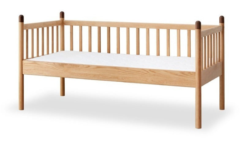 Premium Oak Solid Wood Toddler Bed - Convertible, Multi-Functional Kids Bed with Safety Rails | Perfect for Nursery, Daycare & Small Bedrooms