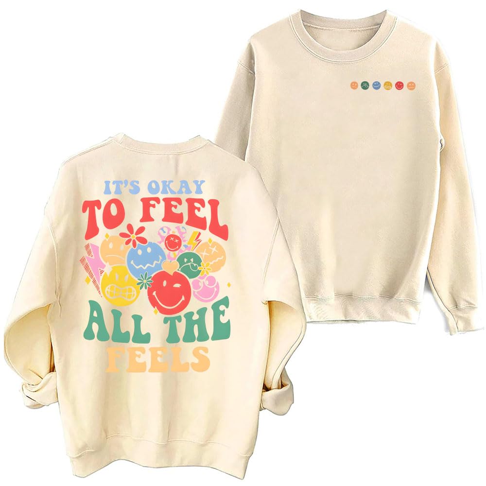 Its Okay To Feel Sweatshirt - Mental Health Awareness Apparel for Women & Men - Comfortable Cotton Hoodie for Anxiety Support & Self Care