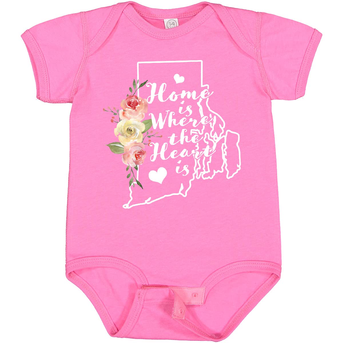 Inktastic Rhode Island Home is Where The Heart is Baby Bodysuit - Soft Watercolor Design for Newborns, Infants & Toddlers - Perfect for Family Photos, Holidays & Everyday Wear