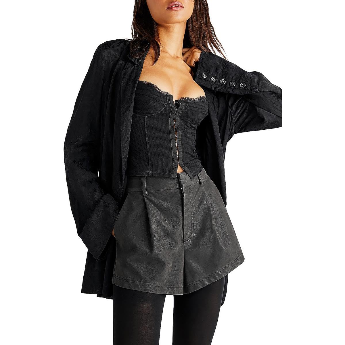 Free People Roma Vegan Suede Shorts - Women's High Waisted Faux Leather Biker Shorts for Yoga, Workout & Casual Wear