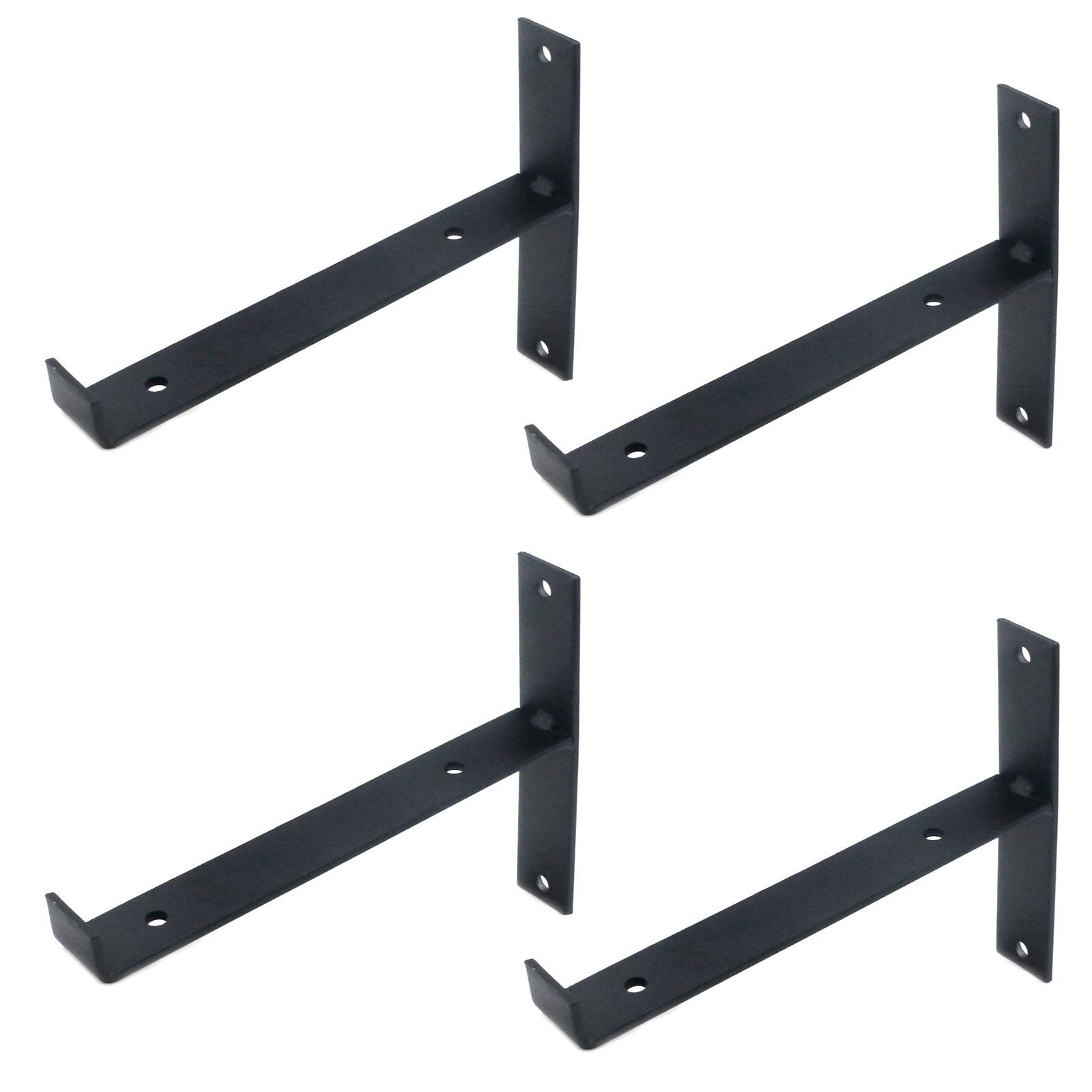 Coshar 4-Pack 8-Inch Heavy Duty Iron Shelf Brackets - Floating Wall Mounted Shelf Supports for Kitchen, Bathroom, Bedroom & Living Room - Perfect for Organizing Spices, Books & Decor Items