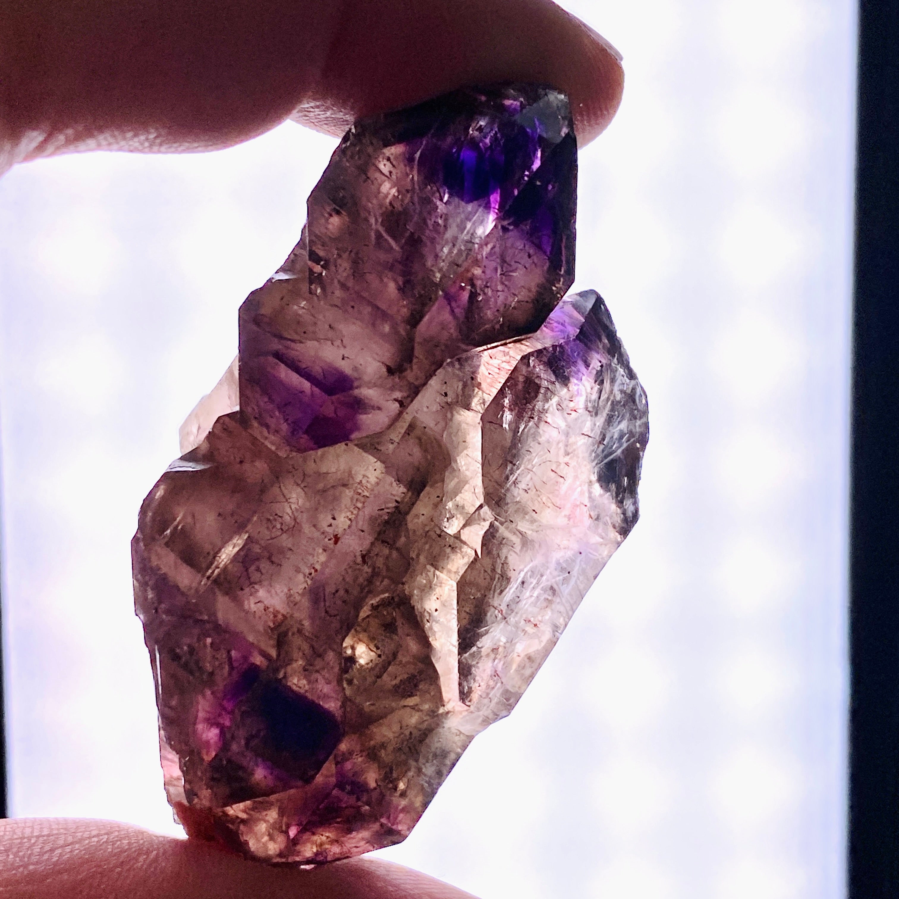 Natural Smokey Amethyst Elestial Crystal with Unique Inclusions - Similar to Super Seven & Brandberg (CR3725) - Perfect for Meditation, Energy Healing & Crystal Collection