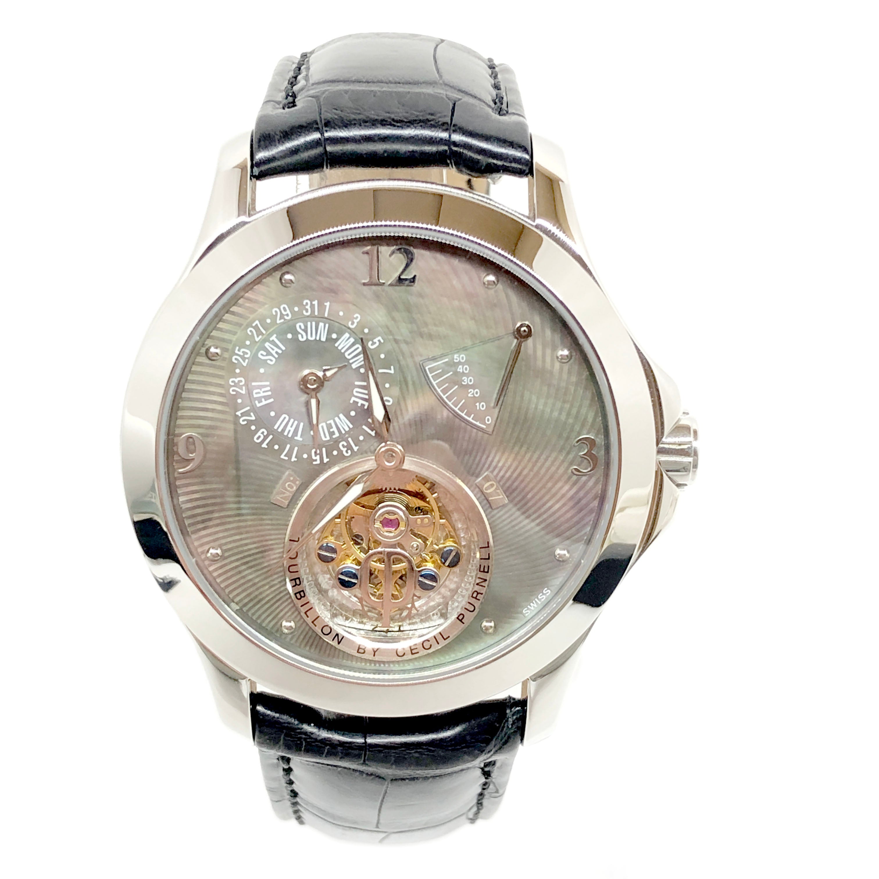 Cecil Purnell Luxury Tourbillon Watch - Stainless Steel Limited Edition Timepiece for Men | Perfect for Business Meetings, Formal Events & Watch Collectors