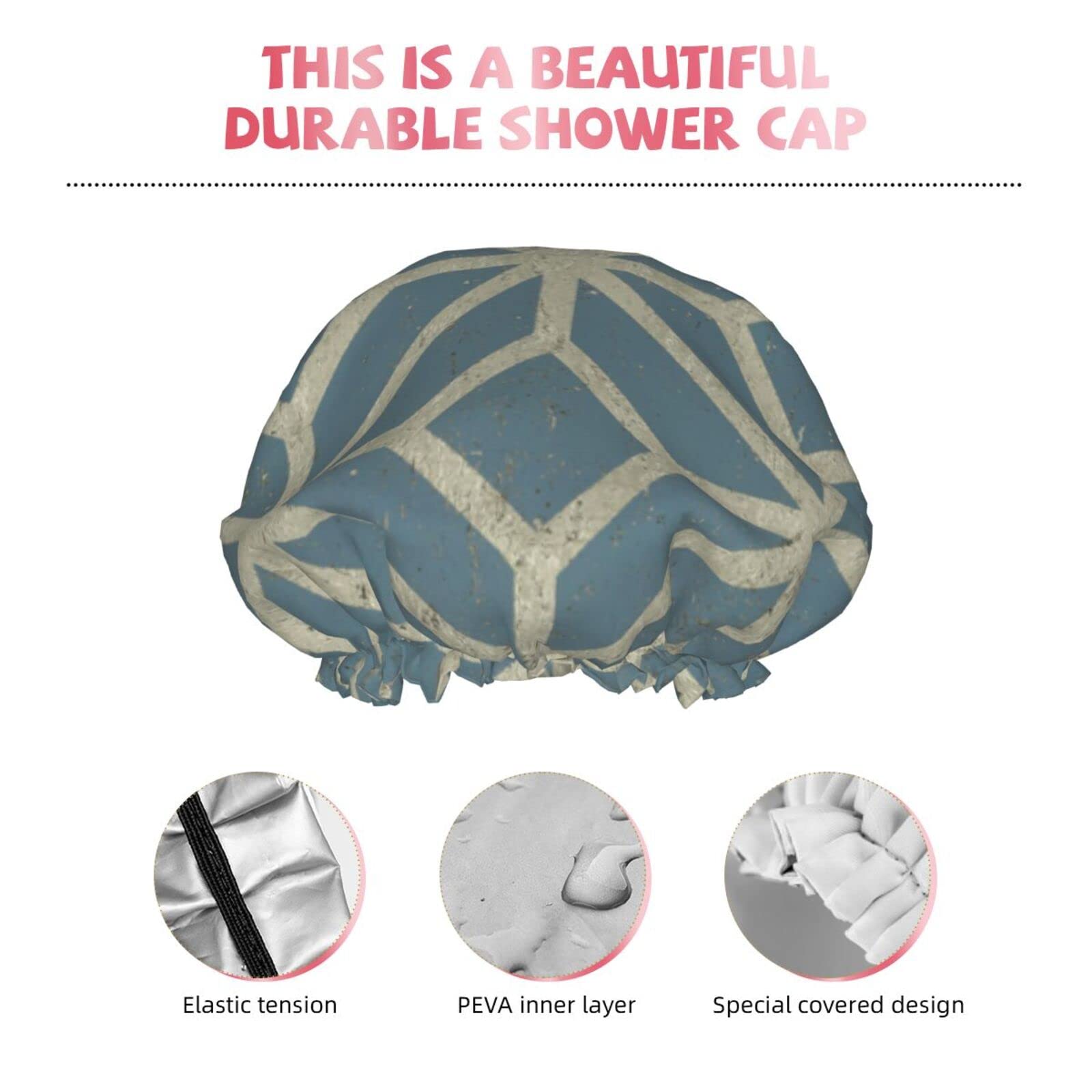 Waterproof Reusable Shower Cap for Women - Coral Pattern Double Layer Bathing Hair Cap | Shower, Spa, Swimming & Hair Care Protection