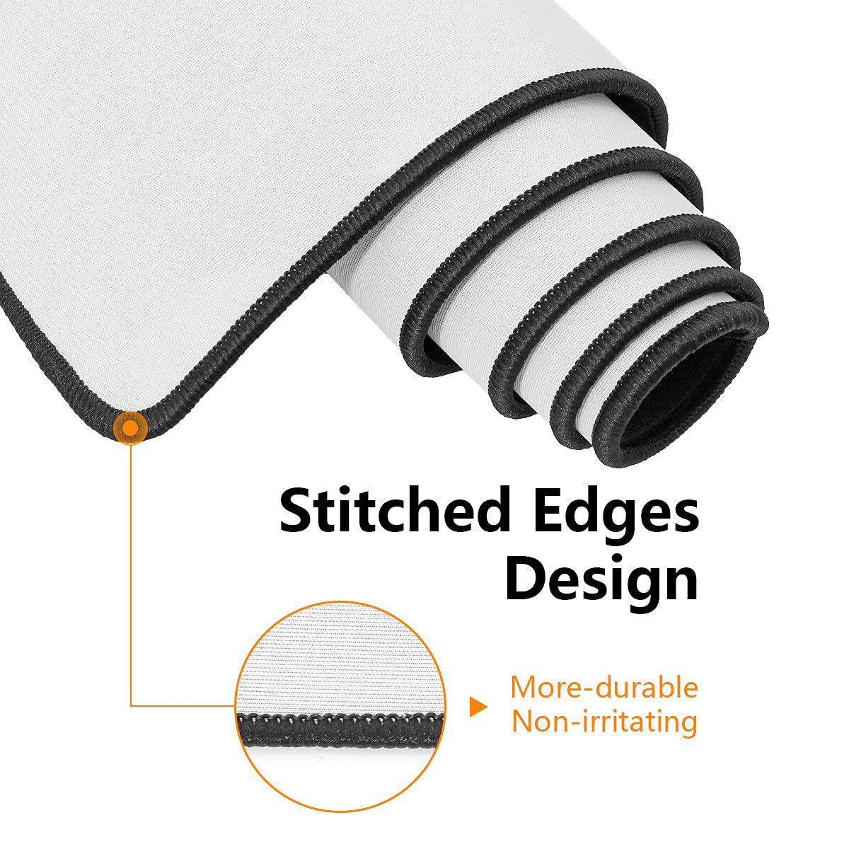 Qisan Large Gaming Mouse Pad - 35.43x15.74x0.15 Inch Extended Mouse Mat with Stitched Edges, Non-Slip Rubber Base | Thick Foldable Desk Pad for PC, Laptop & Office Use | Perfect for Gamers, Programmers & Graphic Designers - White