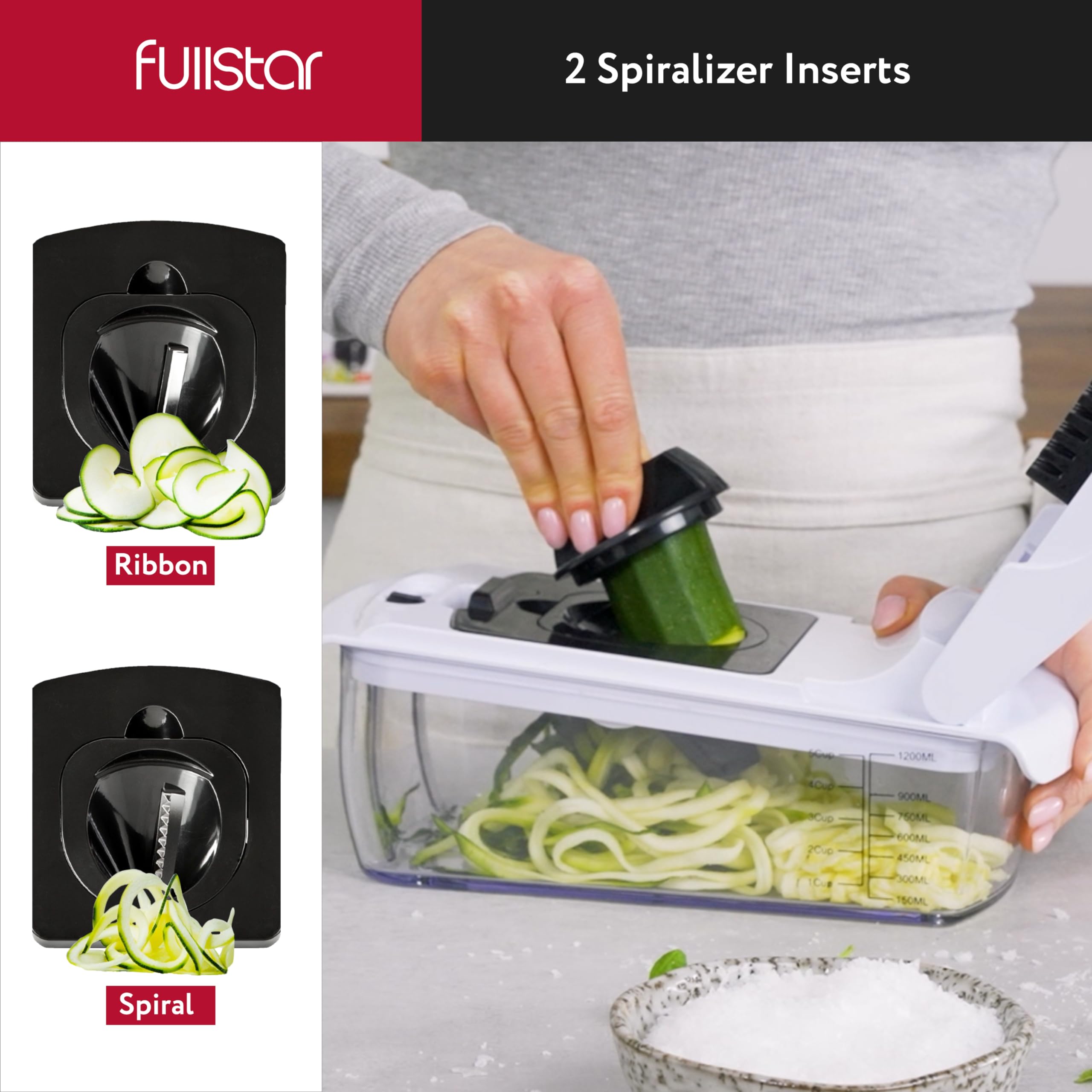 Fullstar 7-in-1 Vegetable Chopper & Slicer with Container - Perfect for Salad Prep & Onion Slicing