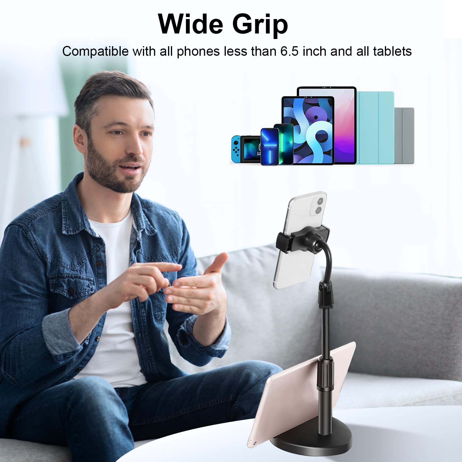 Adjustable Phone Stand & Tablet Holder - 360° Rotatable, Ergonomic Design, Pink - Perfect for Desk, Bed, Office & Travel Use