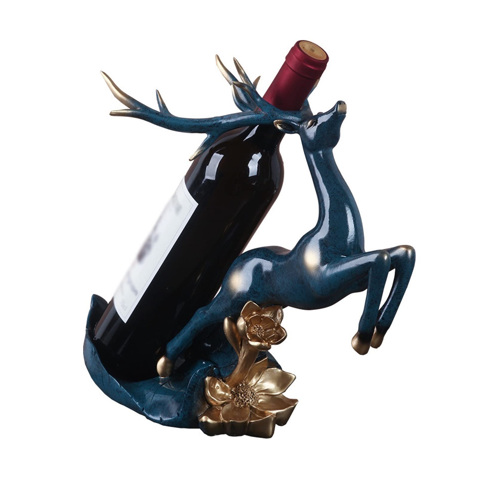 SEFAX Creative Elk Wine Rack - Freestanding Countertop Wine Holder & Bottle Storage Organizer, Resin Home Decor for Kitchen, Bar, Dining Room, and Gift Giving