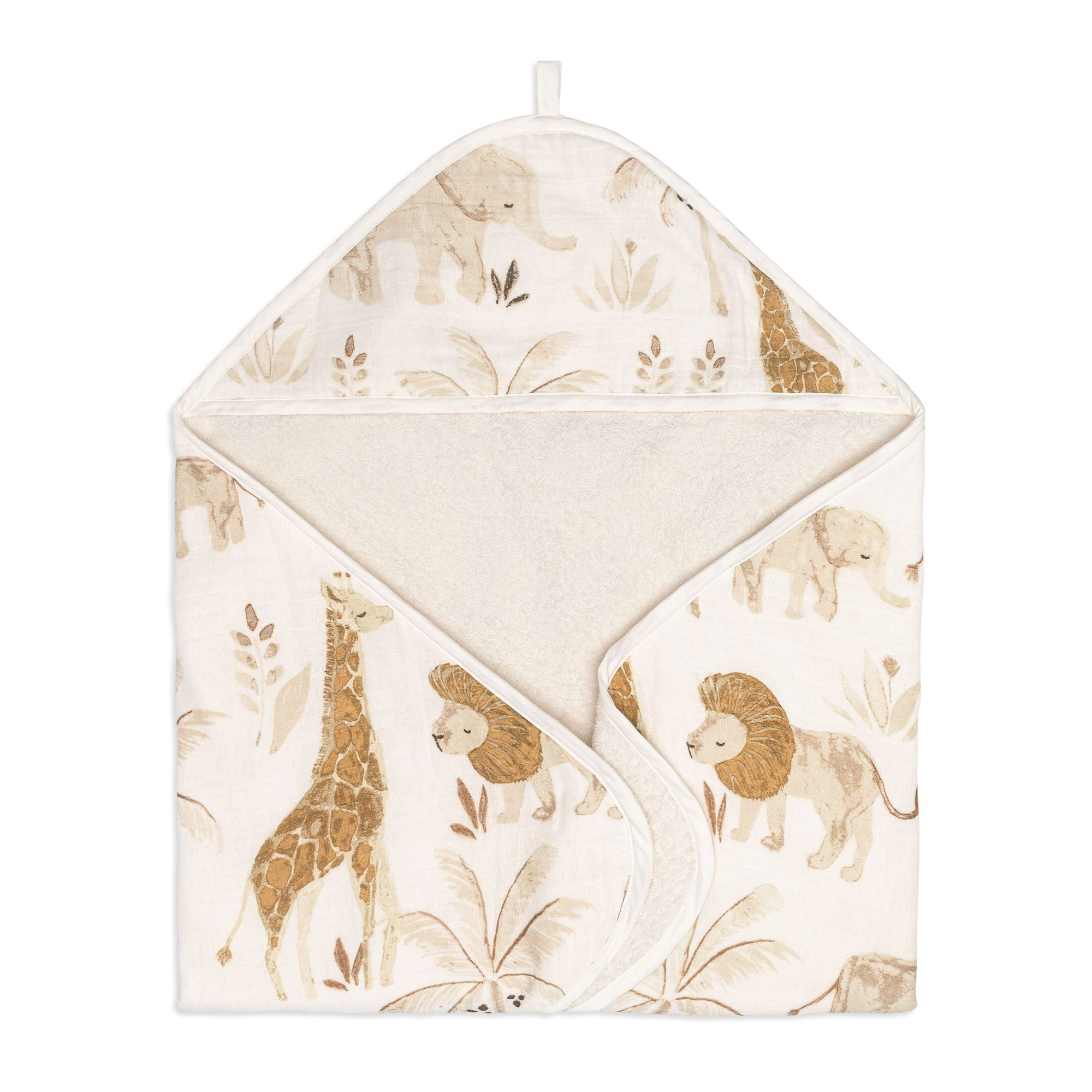 Soft Baby Hooded Towel with Cute Safari Animal Print - Absorbent & Gentle for Newborns & Toddlers - Perfect for Bath Time, Swimming & Beach Outings