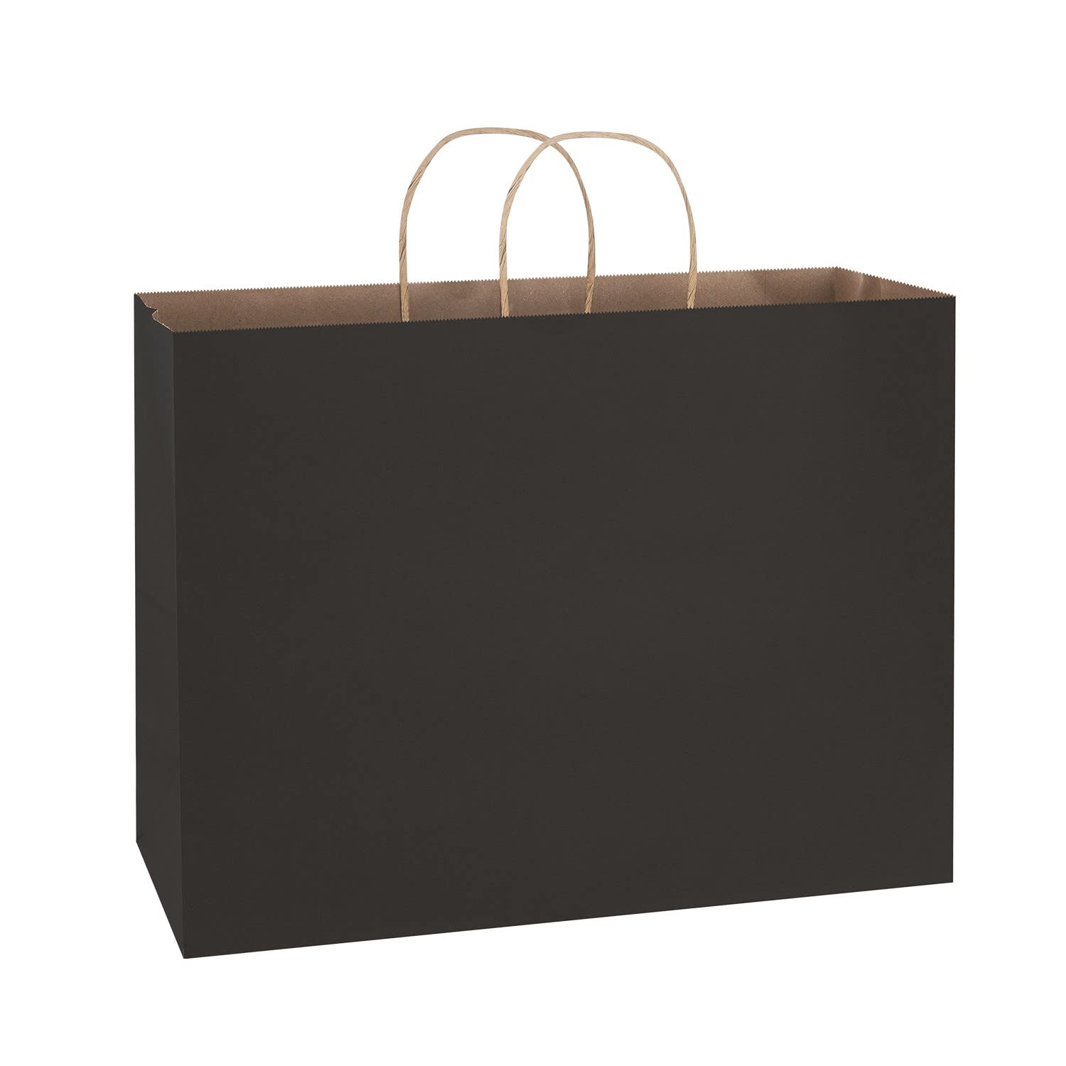 50 PCS Bulk 16x6x12 Kraft Paper Bags with Handles - Large Black Shopping Bags, Gift Bags & Tote Bags for Retail, Grocery, Small Business | Perfect for Merchandise Packaging, Party Favors & Eco-Friendly Shopping
