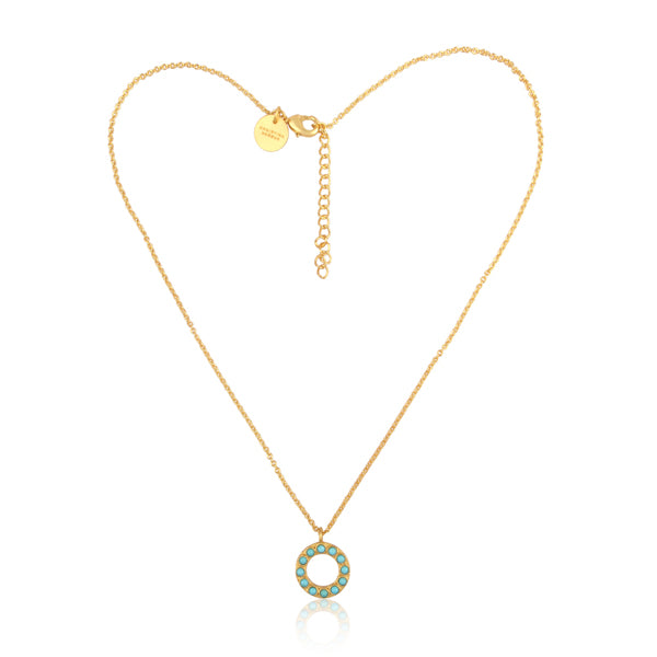 Turquoise Circle Pendant Necklace - Boho Chic Jewelry for Women, Dainty Gemstone Necklace for Everyday Wear | Perfect for Layering, Gift Giving & Spiritual Healing