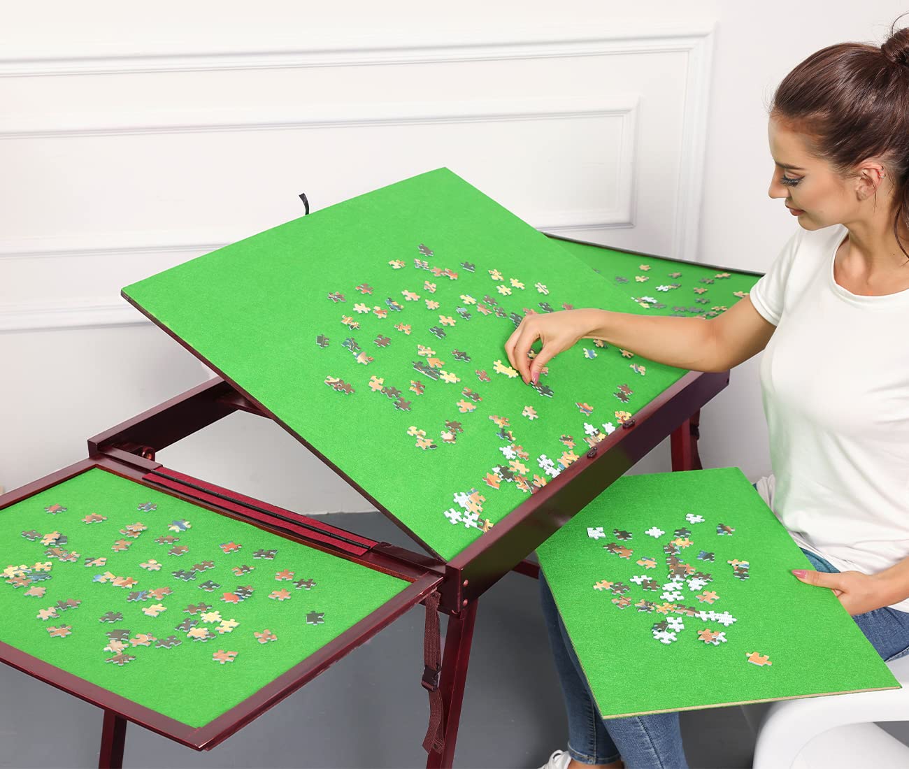 Premium Wooden Jigsaw Puzzle Table for Adults & Kids - Portable Folding Design with Tilting Surface - Holds 1500 Piece Puzzles - Perfect for Family Game Nights, Travel & Home Decor