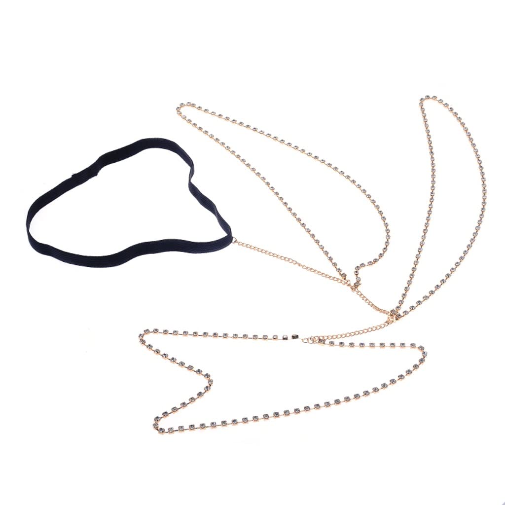 Sexy Rhinestone Tassel Thigh Chain Jewelry for Women - Multi-Layered Diamond-Encrusted Leg Chain Accessory, Gold (As Shown) - Perfect for Night Out, Party, Cosplay & Festival Fashion