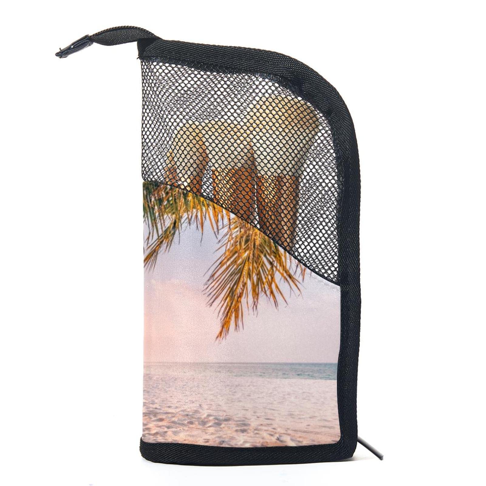 12-Piece Makeup Brush Organizer Bag with Portable Case - Tropical Palm Leaf Design for Travel & Home Storage - Perfect for Makeup Artists & Beauty Enthusiasts
